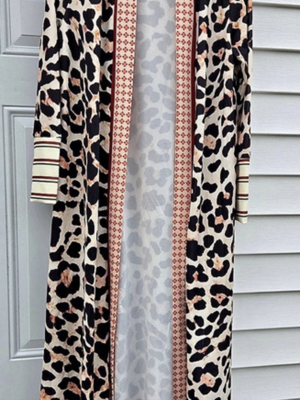 Leopard Print Long Cardigan Size XL Like New